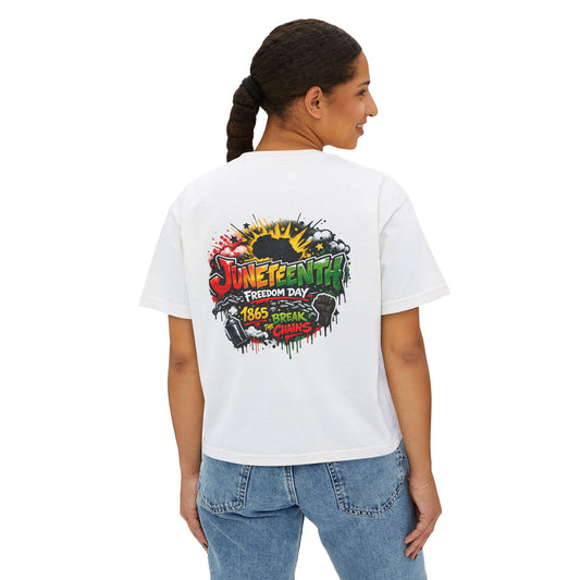 Juneteenth "1865 Breaks the Chains" Women's Boxy Tee — Freedom Day Graphic Shirt