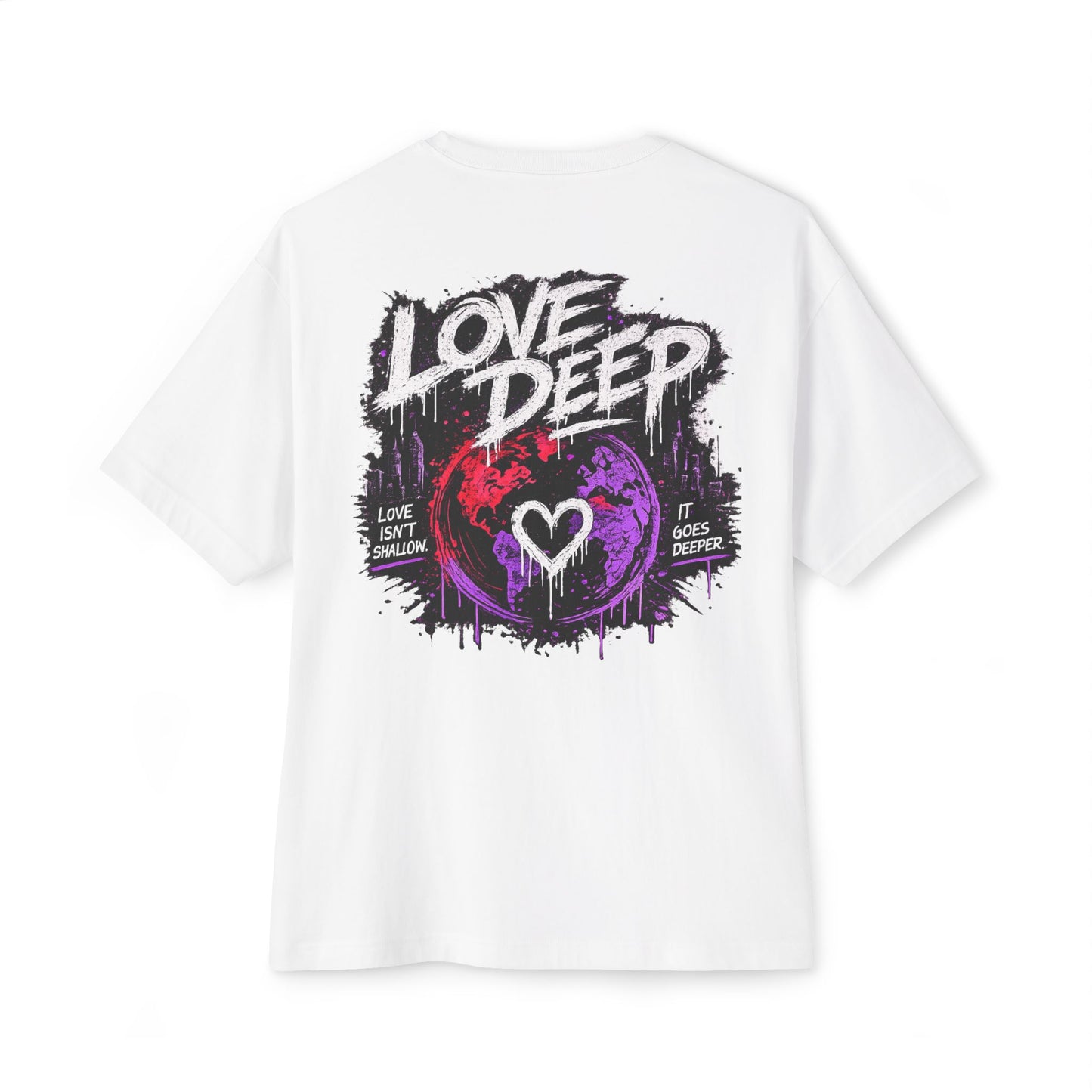 Love Deep Heartbeat Grunge T‑Shirt — Oversized Boxy Tee