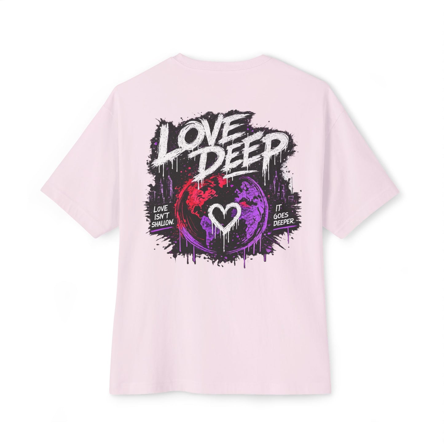 Love Deep Heartbeat Grunge T‑Shirt — Oversized Boxy Tee