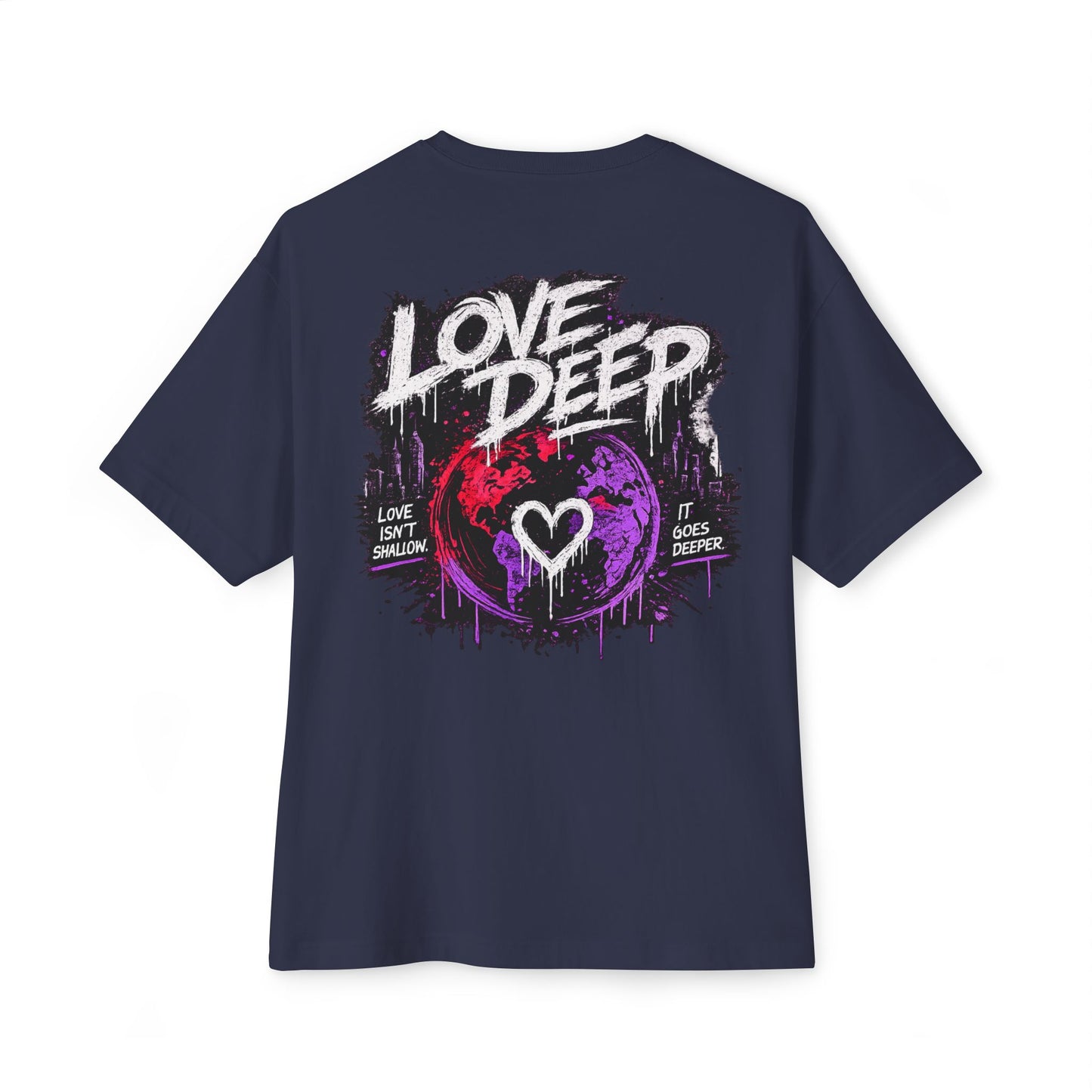 Love Deep Heartbeat Grunge T‑Shirt — Oversized Boxy Tee