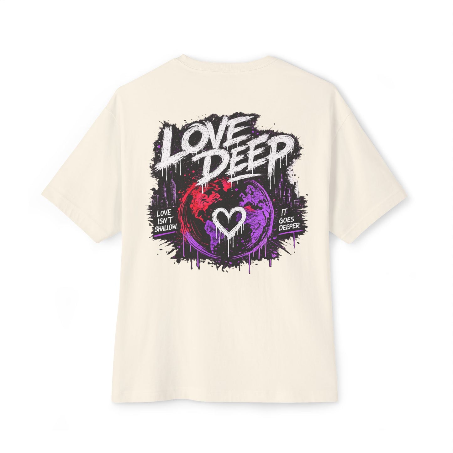 Love Deep Heartbeat Grunge T‑Shirt — Oversized Boxy Tee