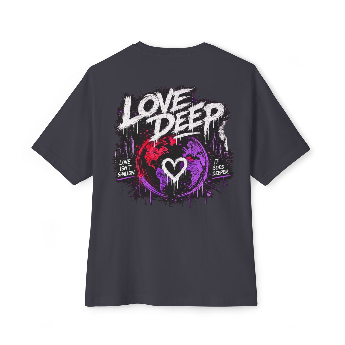Love Deep Heartbeat Grunge T‑Shirt — Oversized Boxy Tee