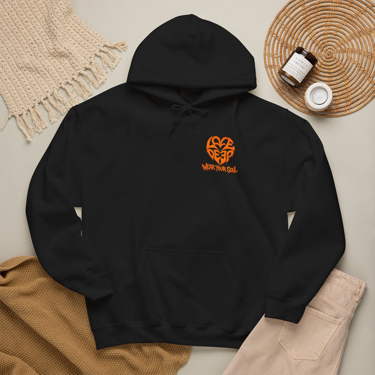 Love Deep Heart Emblem Hoodie — Retro Vintage Pullover