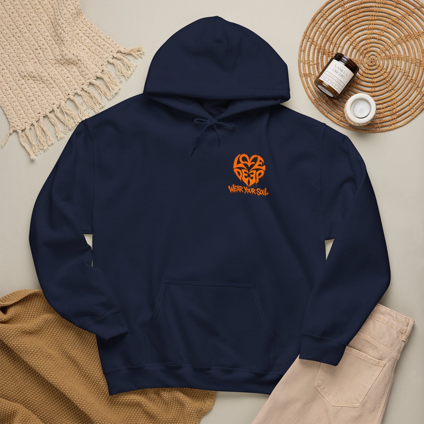 Love Deep Heart Emblem Hoodie — Retro Vintage Pullover
