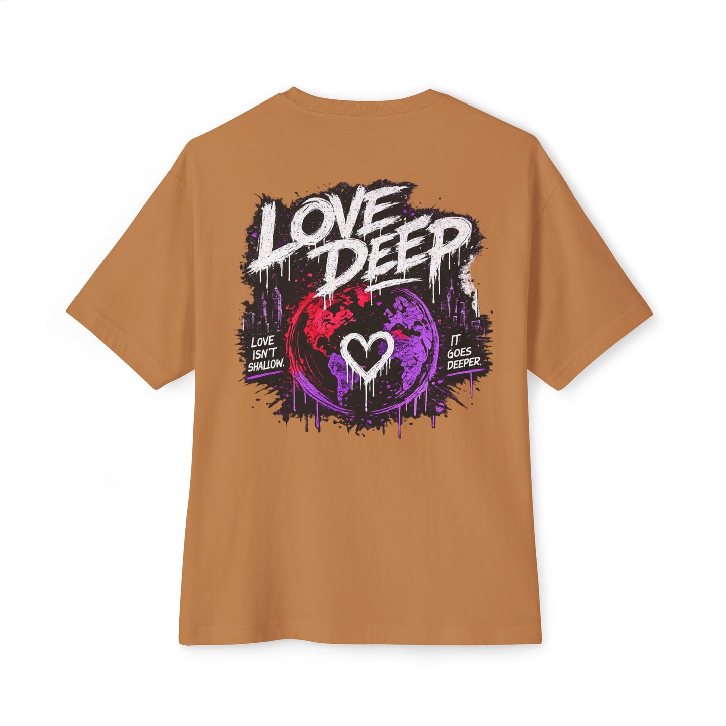 Love Deep Heartbeat Grunge T‑Shirt — Oversized Boxy Tee